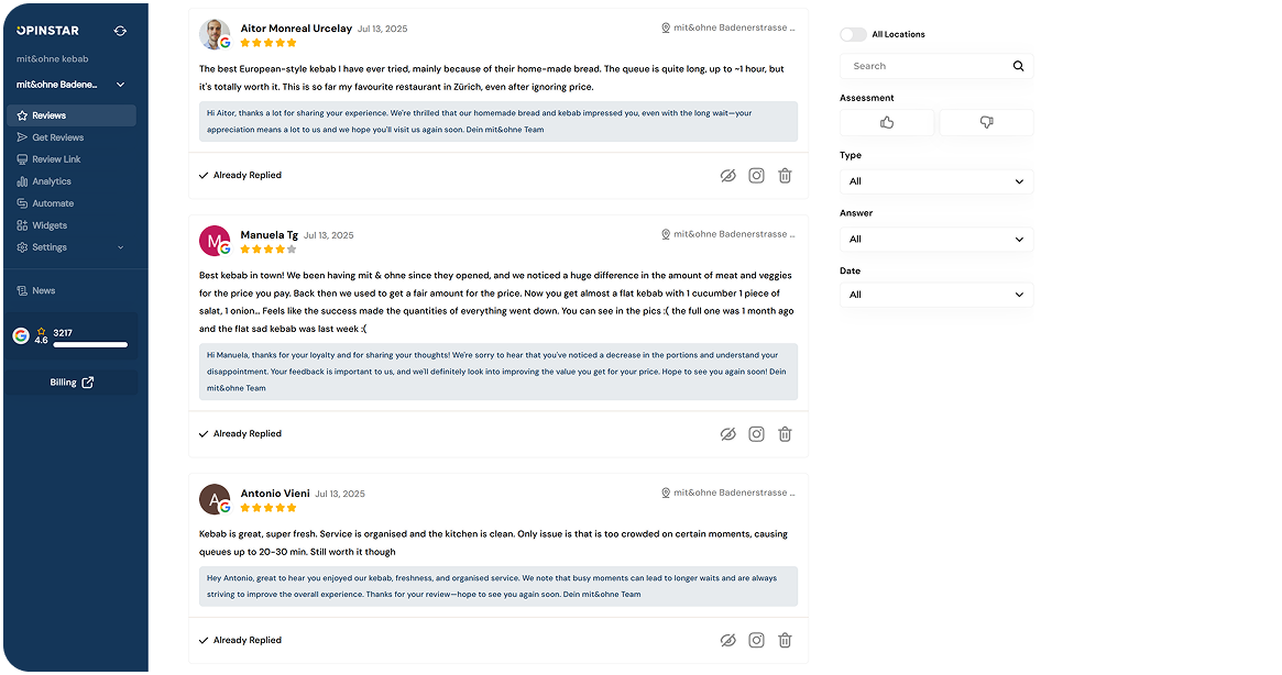 OPINSTAR Dashboard